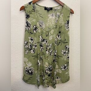 EUC Floral Green Sleeveless Top